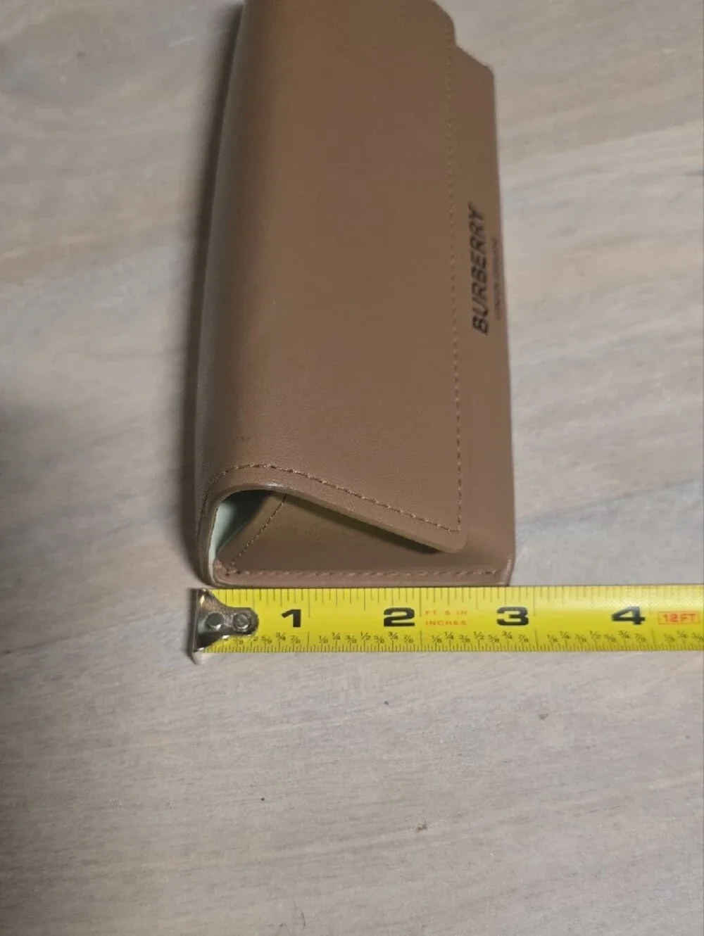 Burberry Tan Leather Foldable Eyeglasses Sunglasses Case Logo